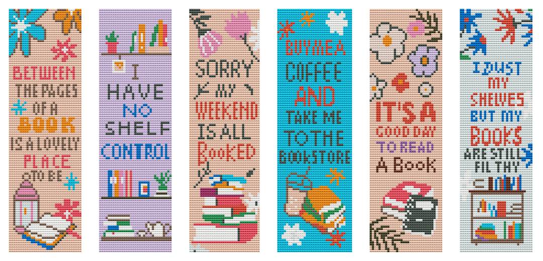 Book Lover Quotes 14 Count Aida Cross Stitch Bookmark Kit by Wizardi F07AM12-4-SQ003