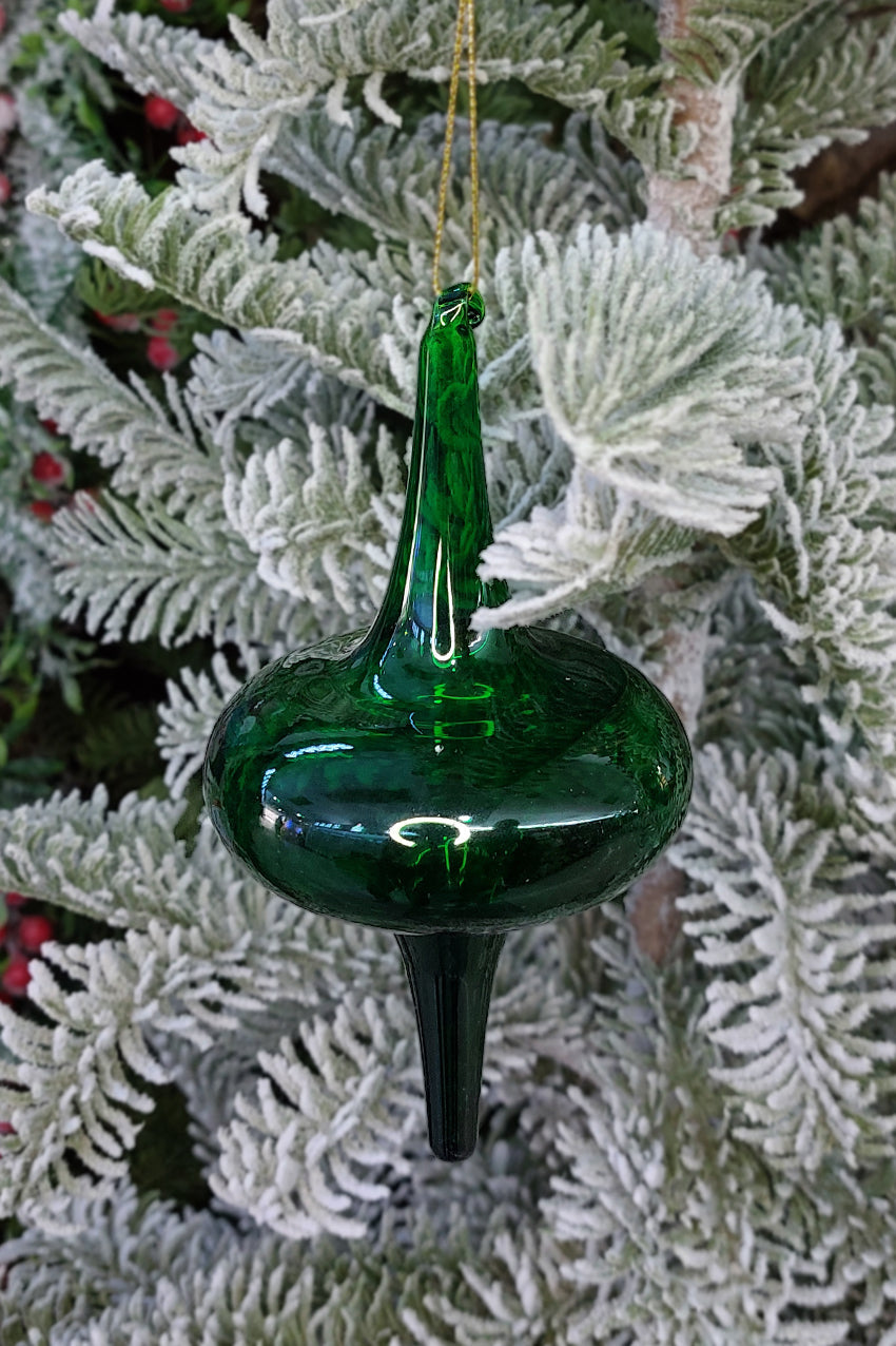 Dark Green Spire Christmas Glass Ornament by Wizardi F07M10-11