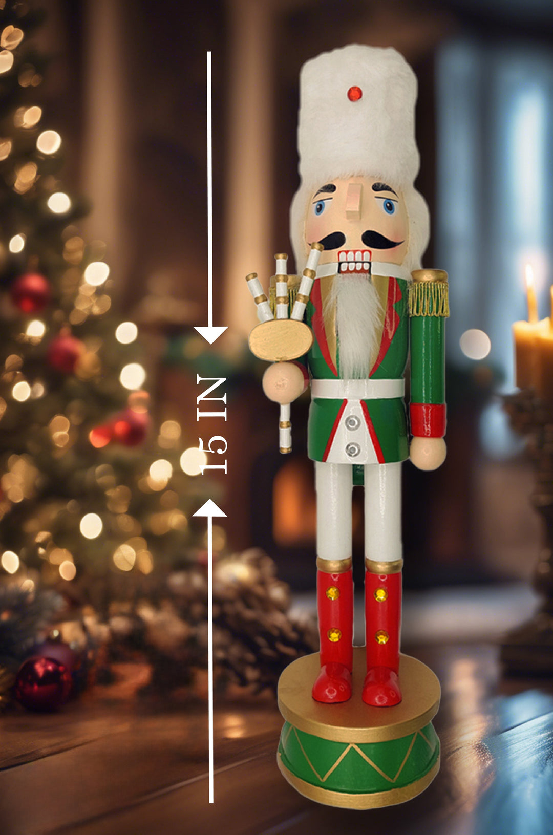 Christmas Bagpipes Nutcracker. Wizardi Classic Wooden Festive Decoration F07M14-32-N01819B