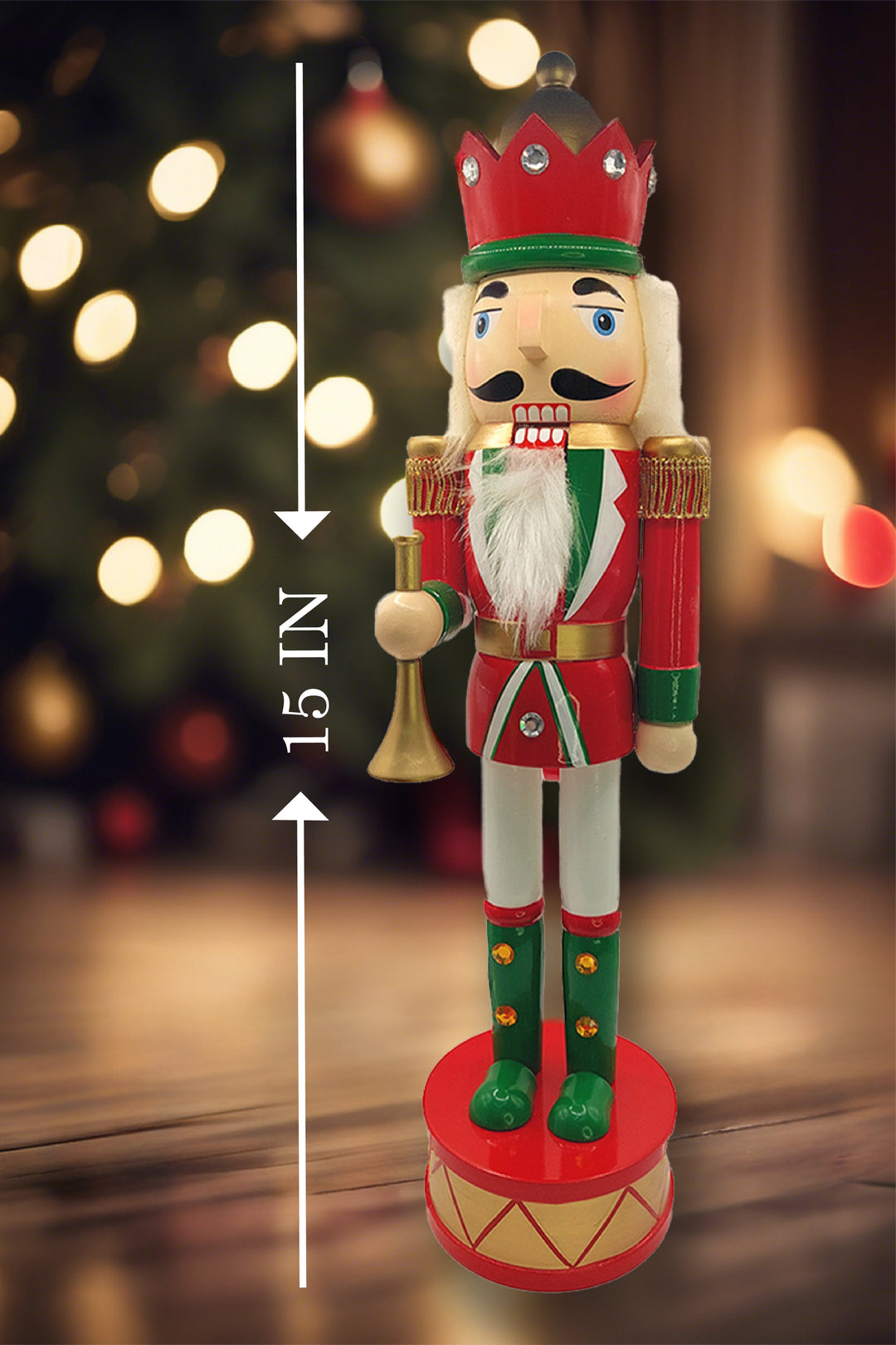 Christmas Nutcracker the Trumpeter. Wizardi Classic Wooden Festive Decoration F07M14-32-N01819D