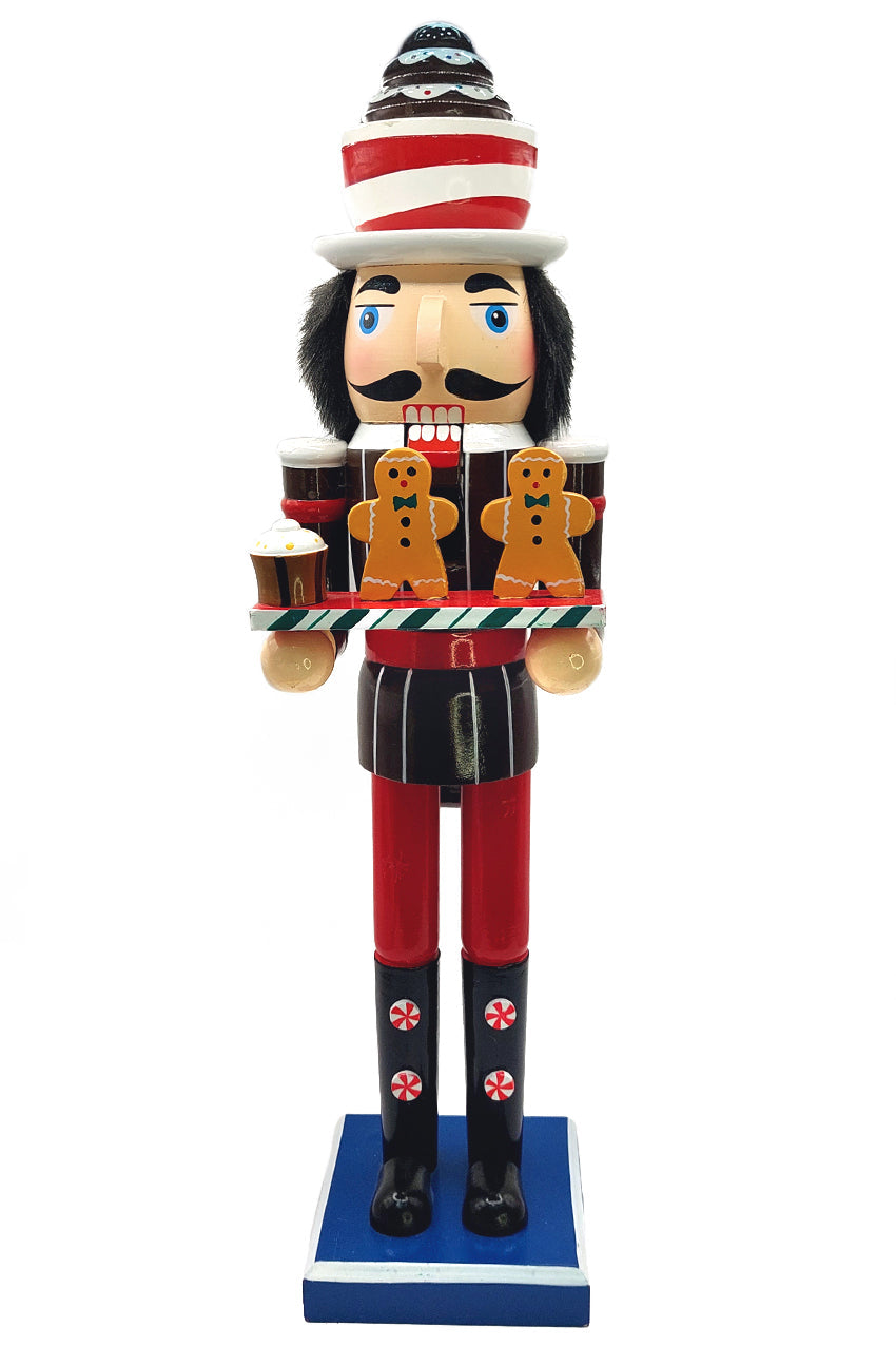 Christmas Nutcracker with Cookies. Wizardi Classic Wooden Festive Decoration F07M14-41-N01058C