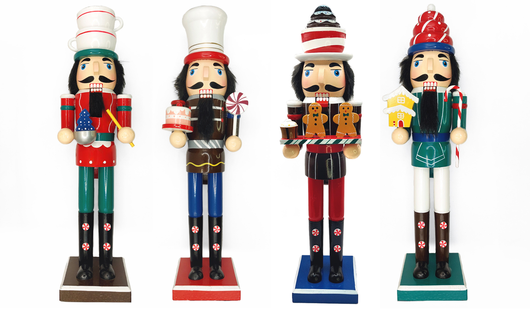 Christmas Nutcracker with Cake. Wizardi Classic Wooden Festive Decoration F07M14-41-N01058B