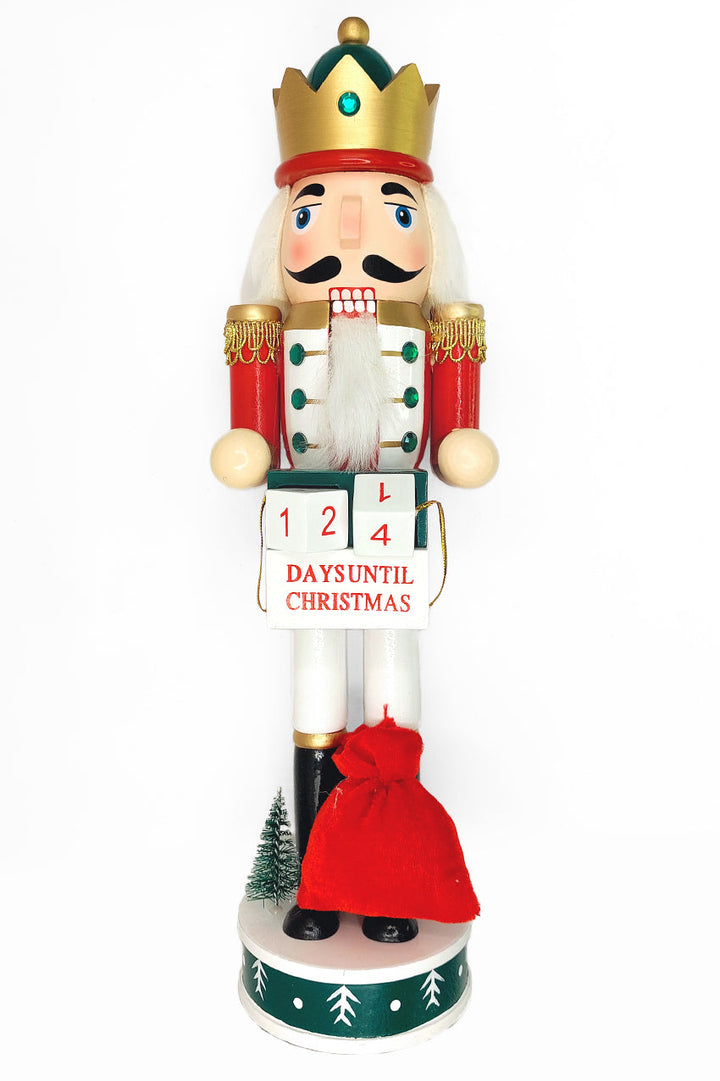 Christmas Nutcracker with a Crown. Wizardi Classic Wooden Festive Decoration F07M14-44-N01830A