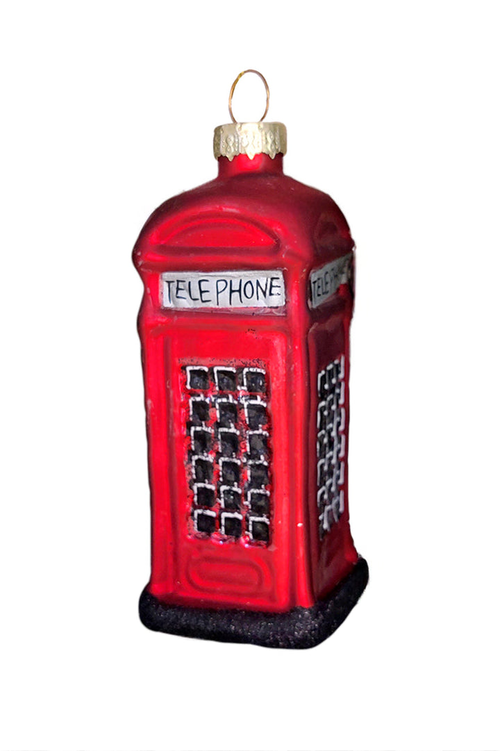 Red Phone Booth Christmas Glass Ornament by Wizardi F07M3-13 HB-SY25046