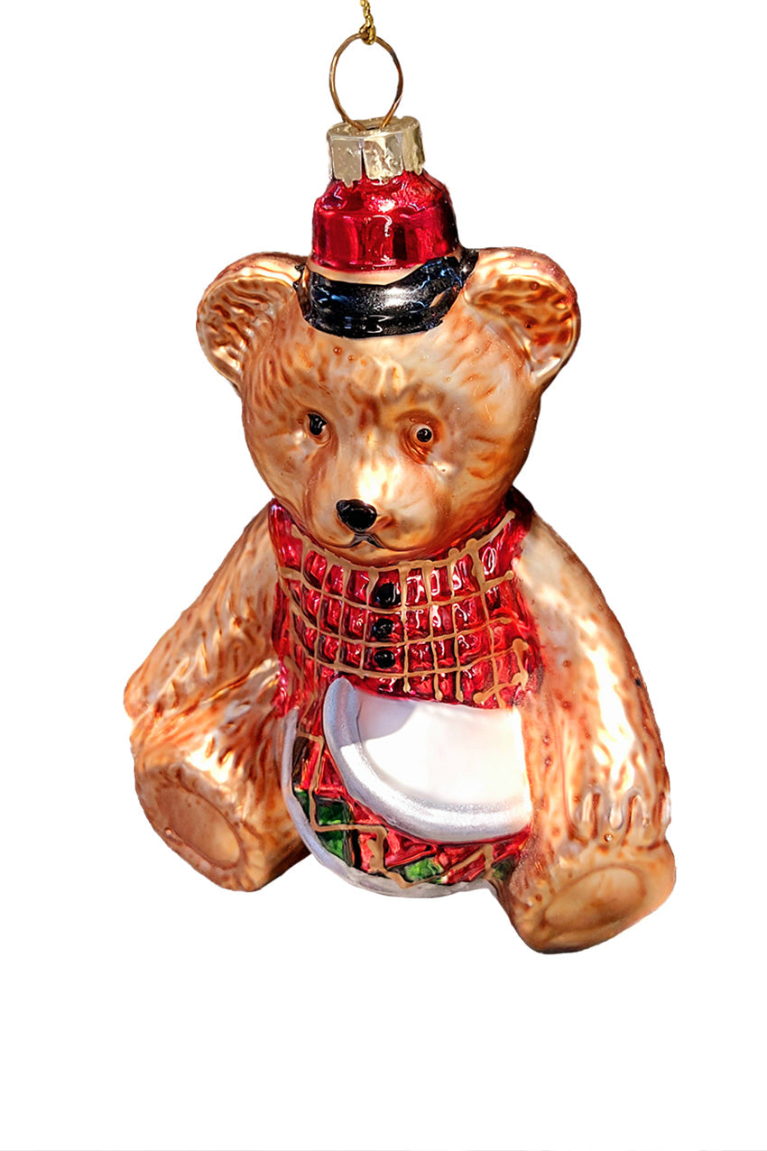 Bear Christmas Glass Ornament by Wizardi F07M3-16 HB-SY25036