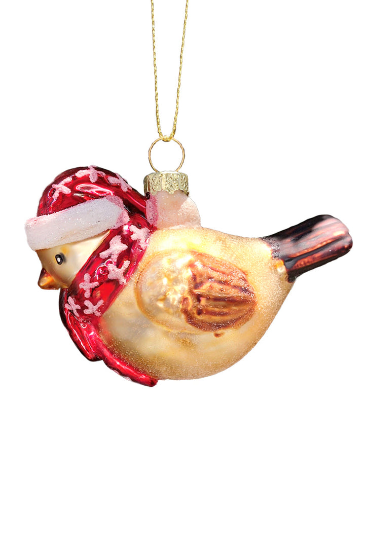 Gold Bird Christmas Glass Ornament by Wizardi F07M3-20 HB-SY25310