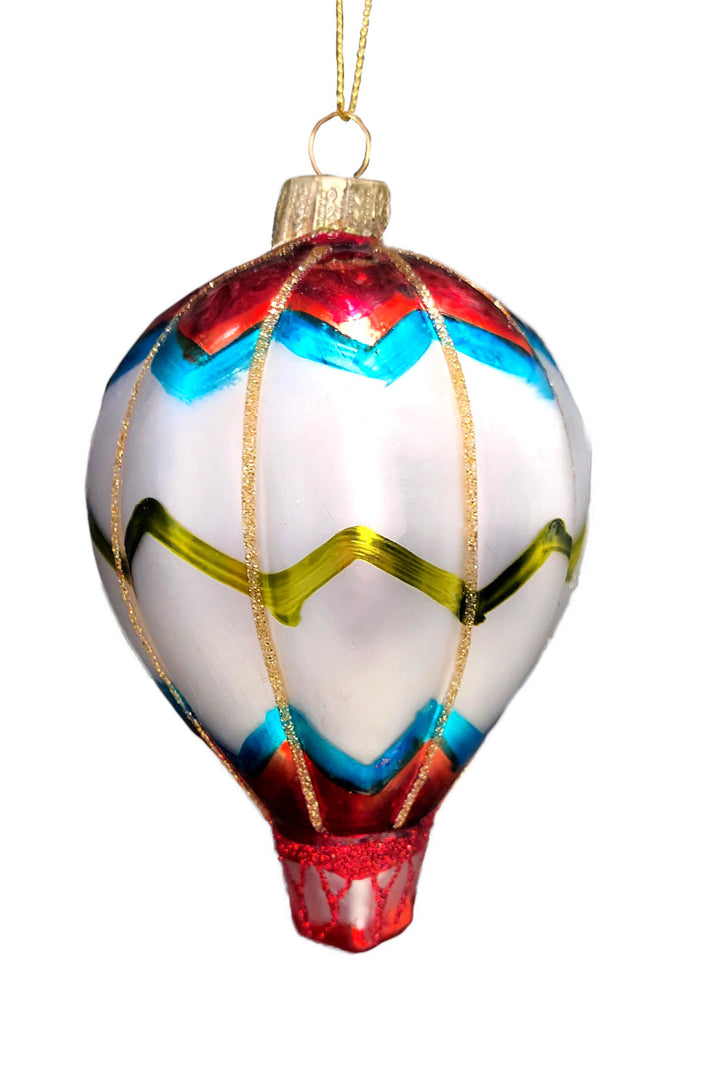Colorful Hot Air Christmas Glass Ornament by Wizardi F07M3-26 HB-SY25744