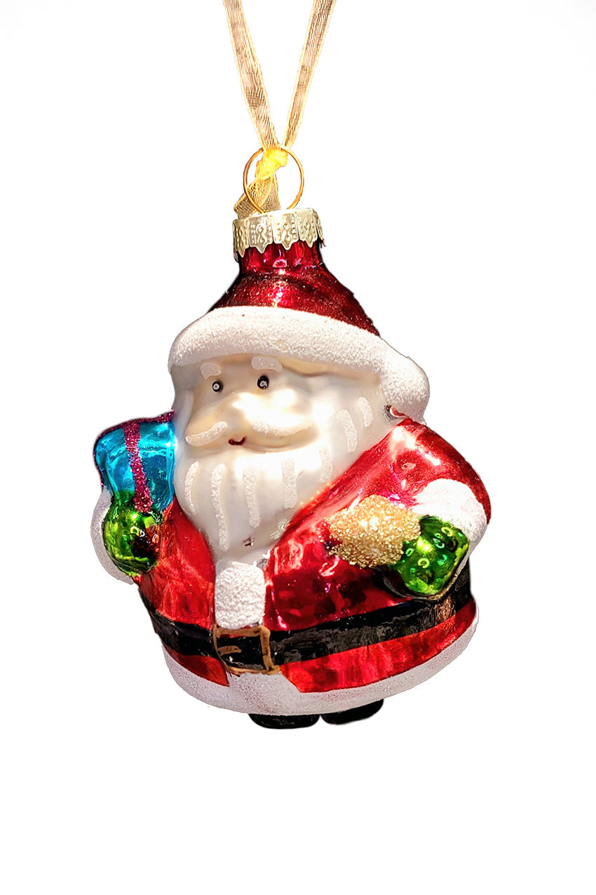 Santa with Gifts Christmas Glass Ornament by Wizardi F07M3-39 HB-SY25736