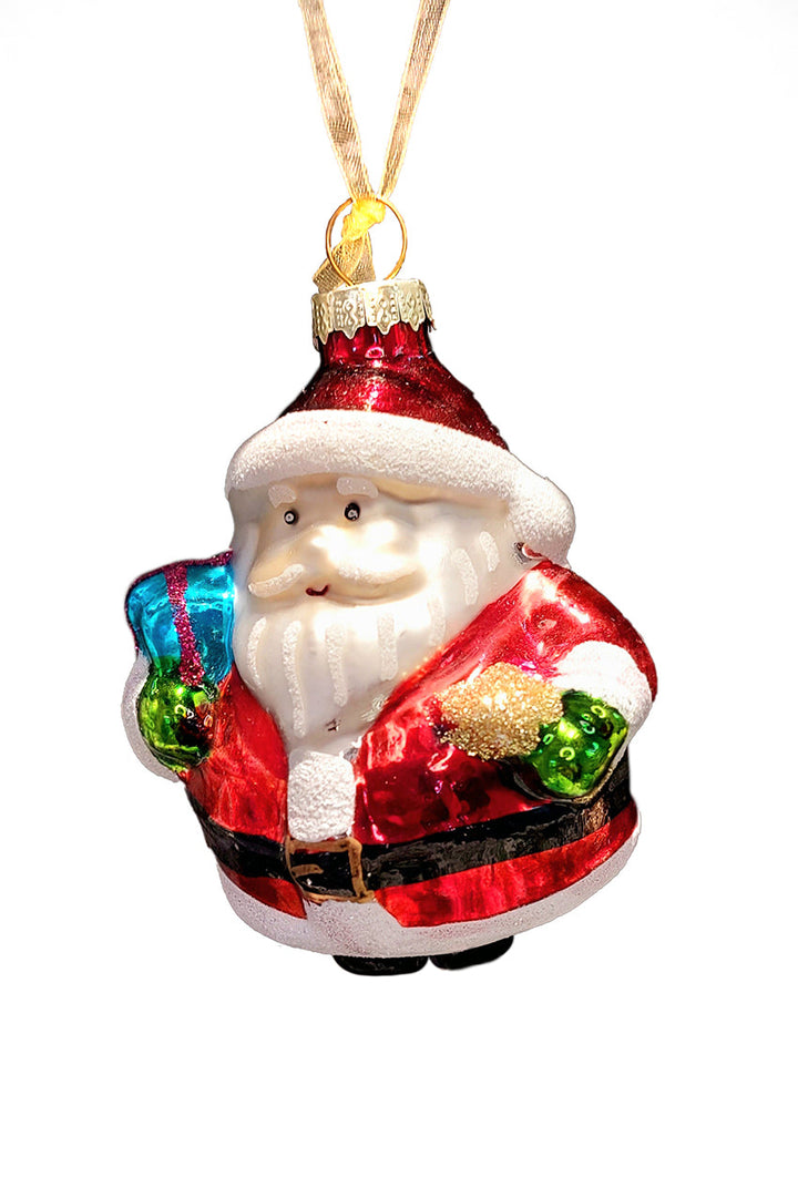 Santa with Gifts Christmas Glass Ornament by Wizardi F07M3-39 HB-SY25736