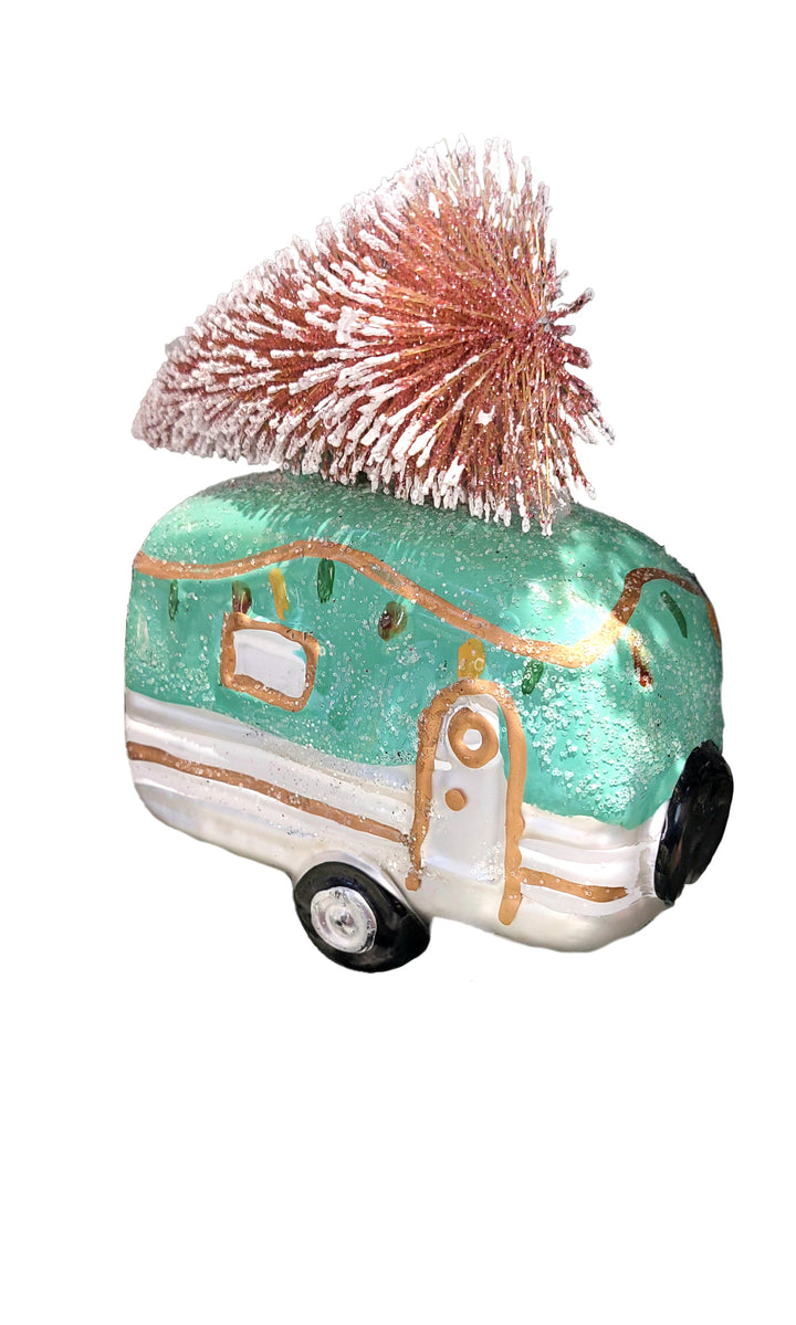 Retro Camper Christmas Glass Ornament by Wizardi F07M3-46 HB-SY25162