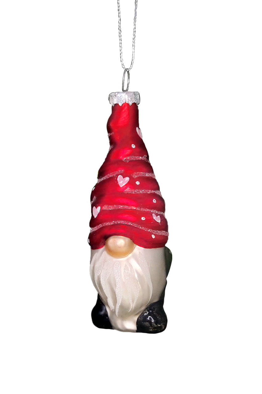 Red Gnome Christmas Glass Ornament by Wizardi F07M3-4 HB-SY25194