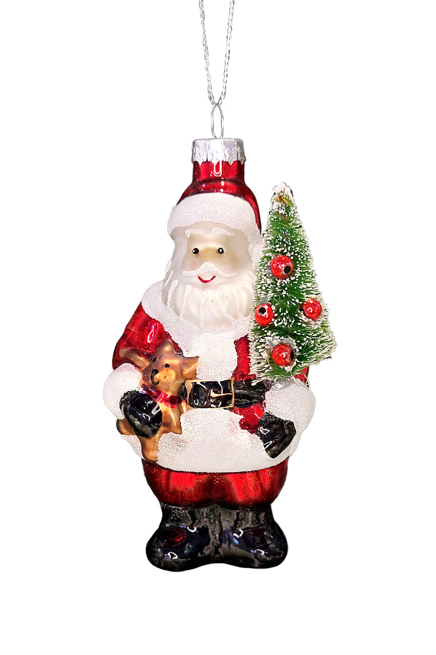 Santa with Tree Christmas Glass Ornament by Wizardi F07M3-8 HB-SY25270