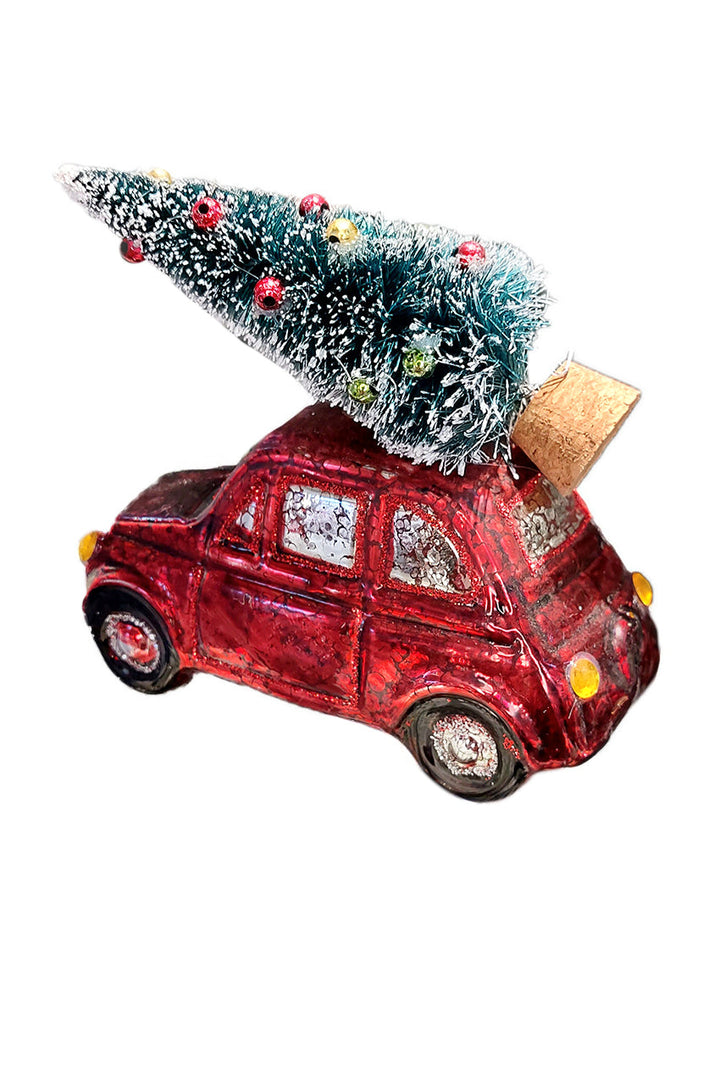 Car with Tree Christmas Glass Ornament by Wizardi F07M3-9 HB-SY25266
