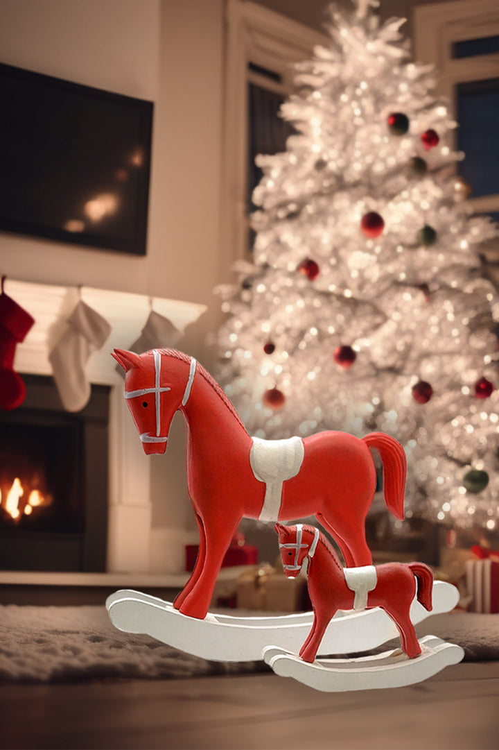 Red Rocking Horse Christmas Festive Decoration by Wizardi F07M4-5-HG18-037A