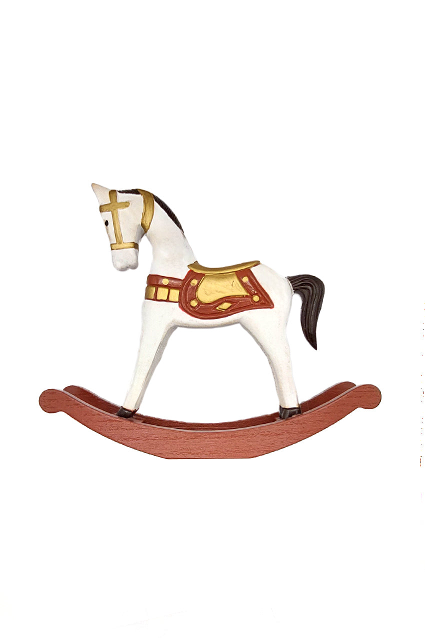 White Rocking Horse Christmas Festive Decoration by Wizardi F07M4-7-XY22-2A11810A