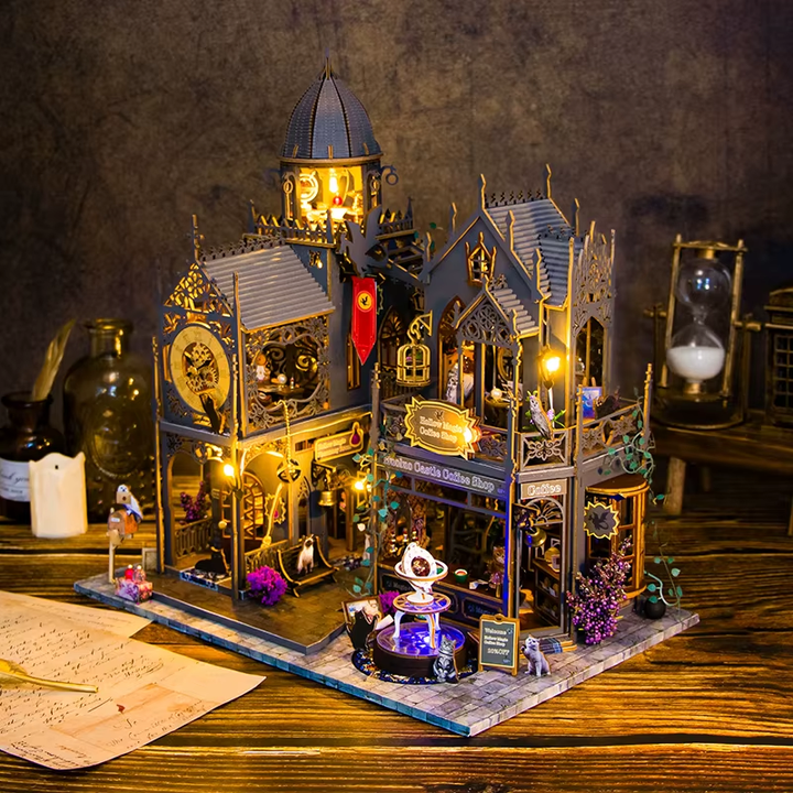Magic Castle Dollhouse Kit - Miniature Wizardi Roombox Kit