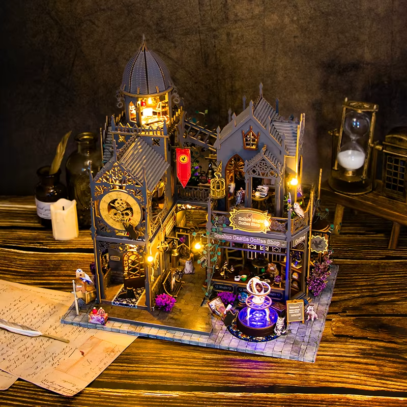 Magic Castle Dollhouse Kit - Miniature Wizardi Roombox Kit