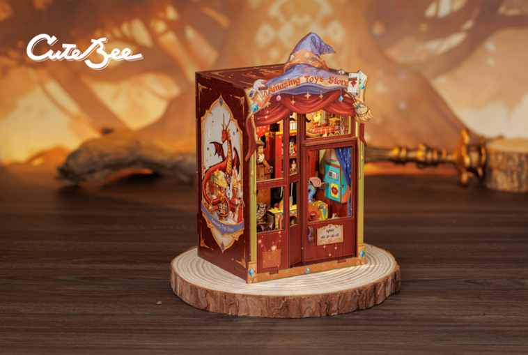 Amazing Toys Store Dollhouse Book Nook Kit - Miniature Wizardi Roombox Kit