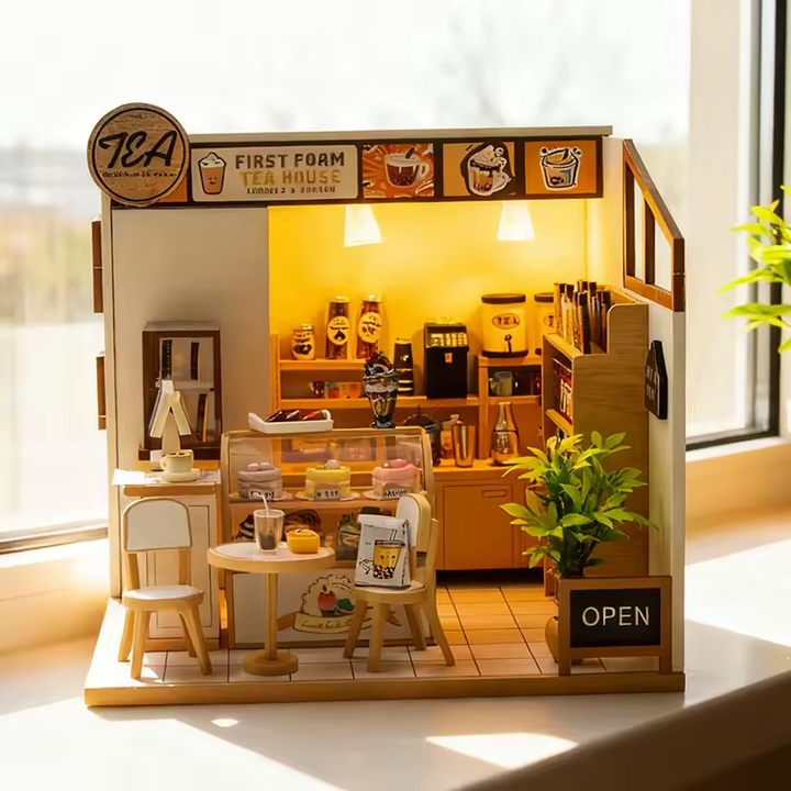 First Foam Tea House Miniature Dollhouse Kit by Wizardi F07M5-67-M2505