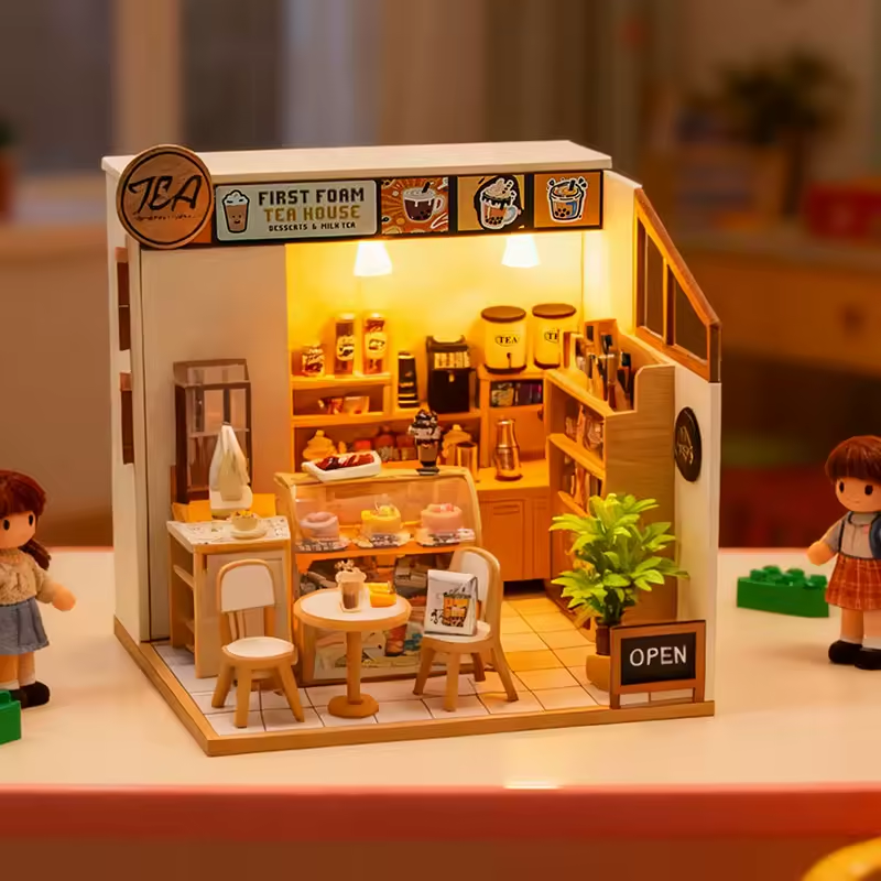First Foam Tea House Miniature Dollhouse Kit by Wizardi F07M5-67-M2505
