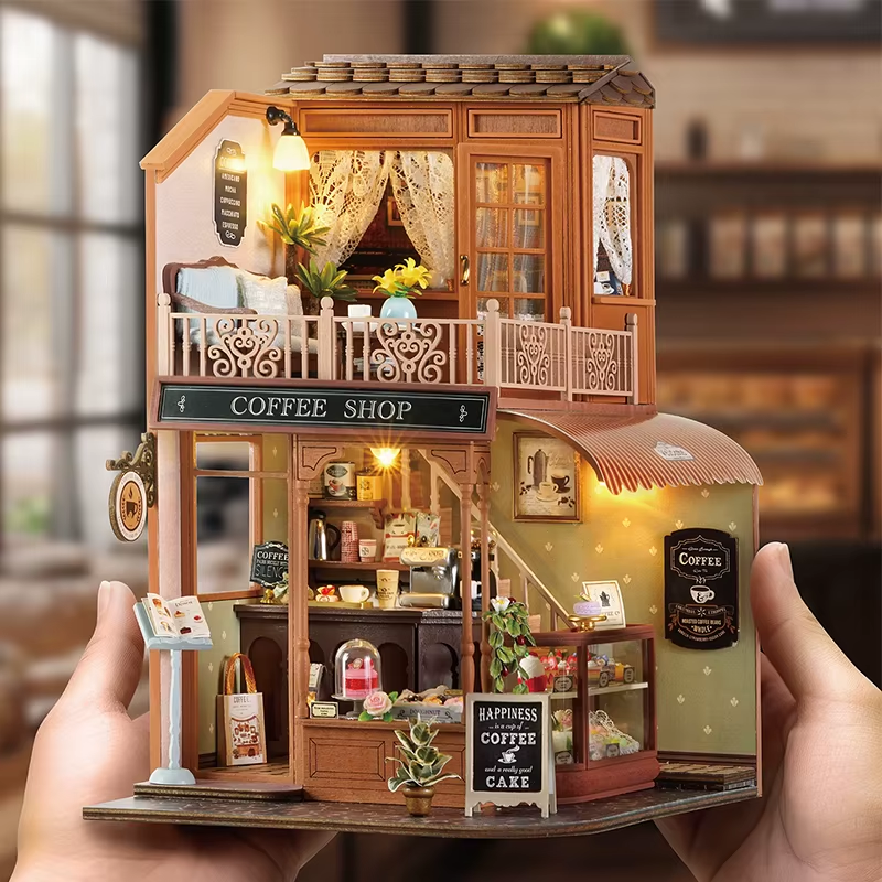 Coffee Shop Miniature Dollhouse Kit by Wizardi F07M5-73-BC-001-A