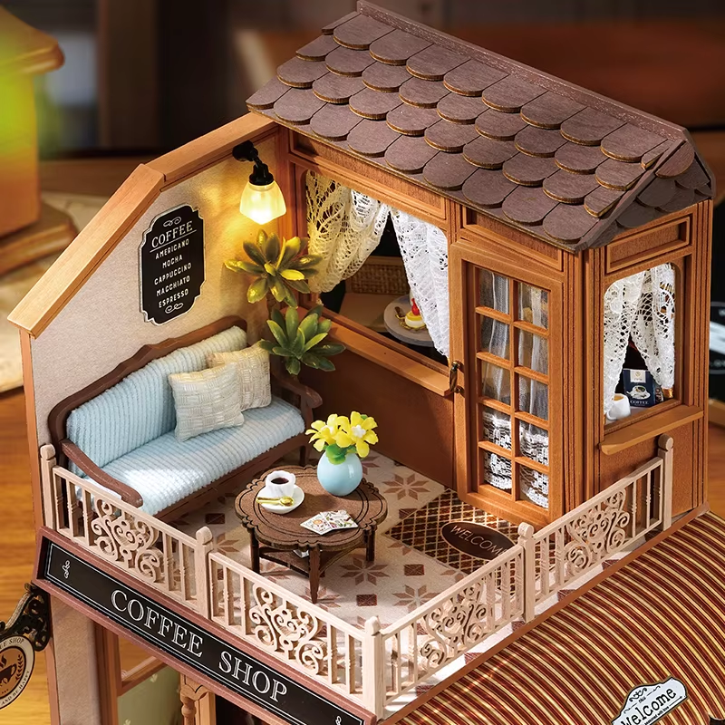 Coffee Shop Miniature Dollhouse Kit by Wizardi F07M5-73-BC-001-A