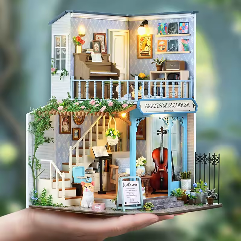 Garden Music House Miniature Dollhouse Kit by Wizardi F07M5-74-BC-003-A