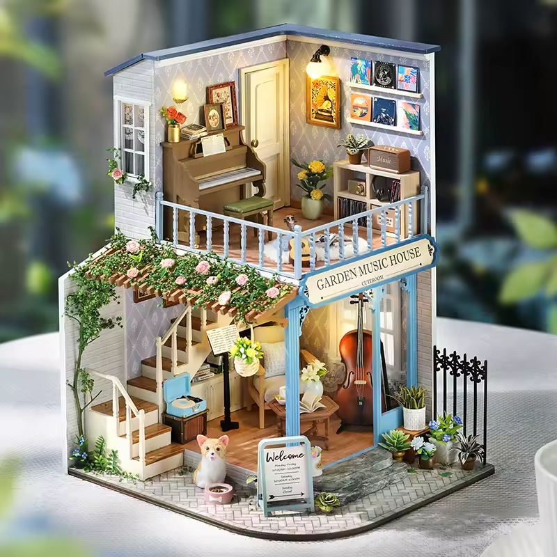 Garden Music House Miniature Dollhouse Kit by Wizardi F07M5-74-BC-003-A
