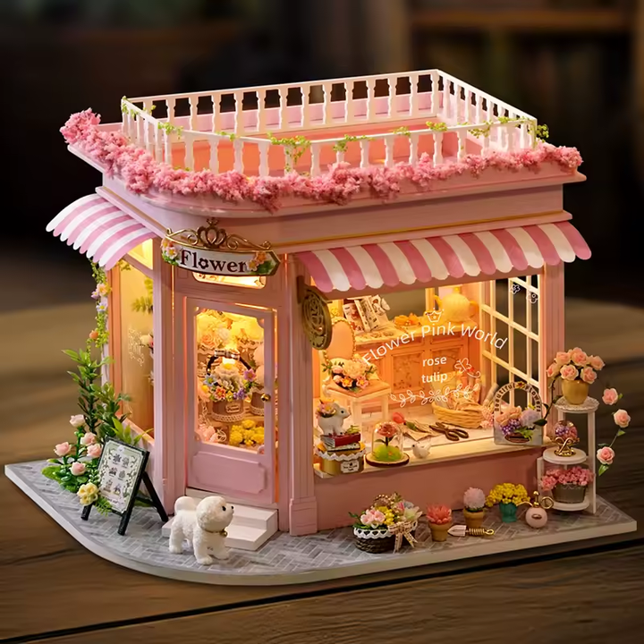 Pink World Miniature Dollhouse Kit by Wizardi F07M5-75-AC-001-A