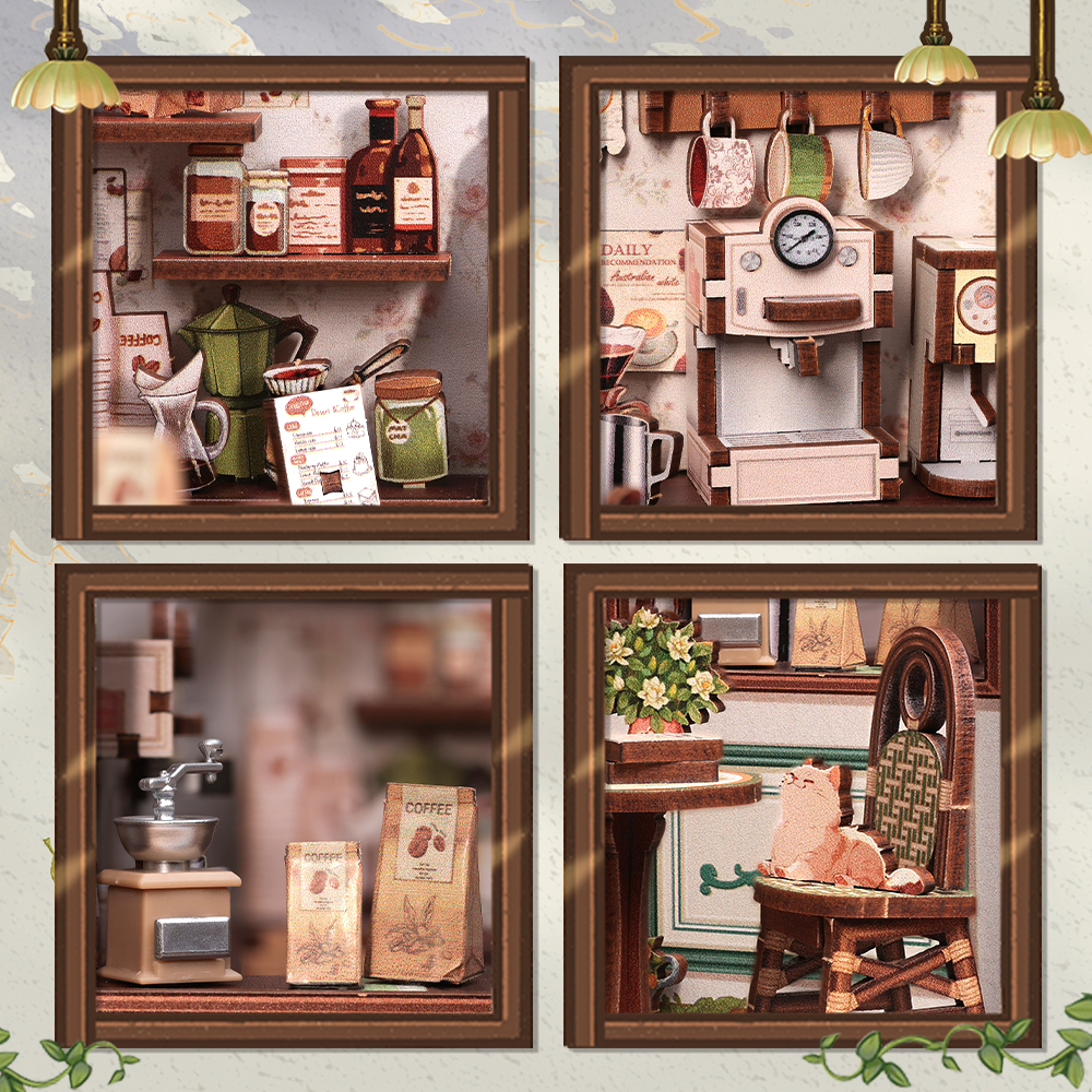 Sunny Cafe Miniature Dollhouse Kit by Wizardi F07M5-81-CWGC208