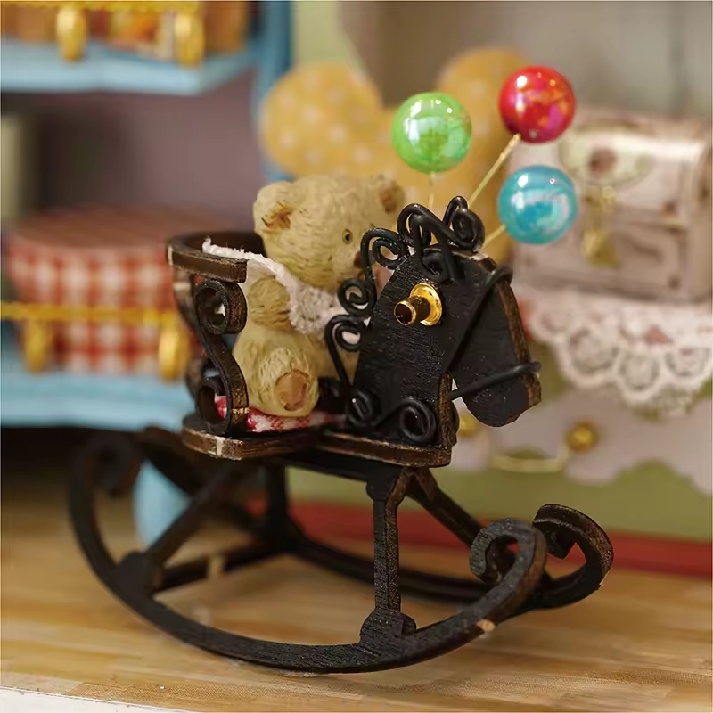 Little Bear Story Dollhouse Kit - Miniature Wizardi Roombox Kit with LED Light F07M51-65-F-016-A