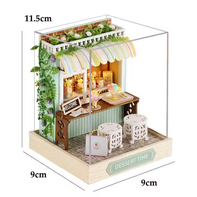 Dessert Time Dollhouse Kit - Miniature Wizardi Roombox Kit with LED Light F07M51-67-QT-086
