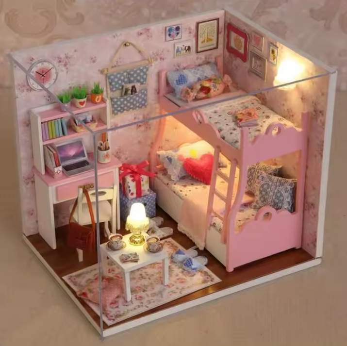 In the Mood for Love Dollhouse Kit - Miniature Wizardi Roombox Kit with LED Light F07M51-69-3012-A