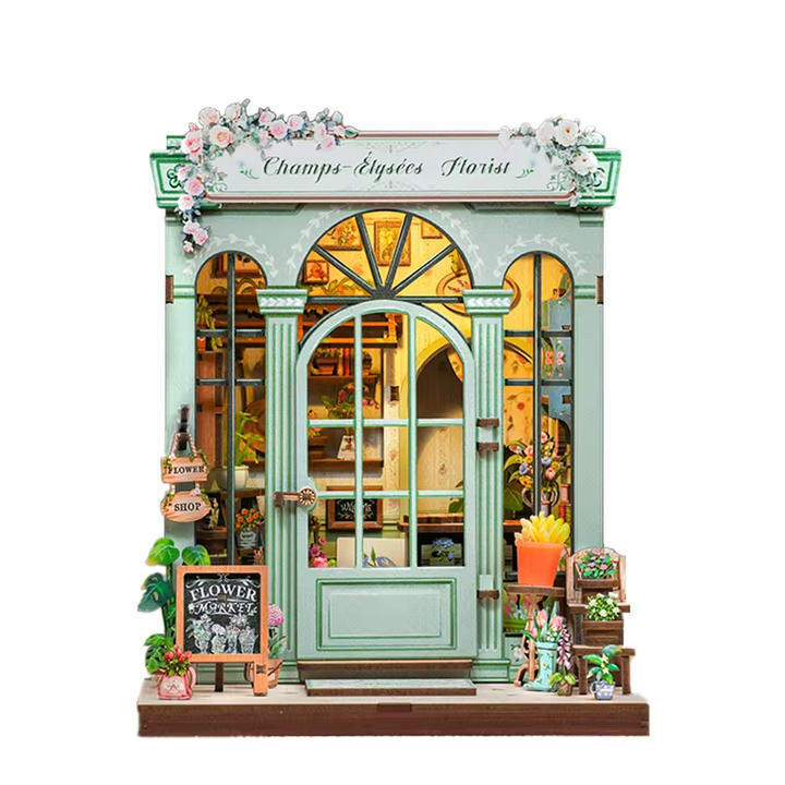 Champs-Elysees Street Shop Dollhouse Kit - Miniature Wizardi Roombox Kit with LED Light F07M51-86-CWGC201