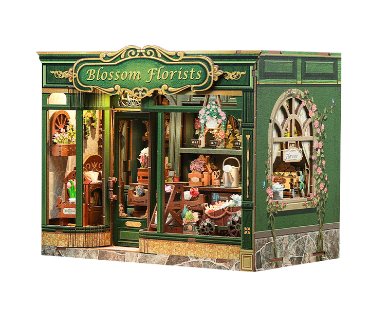Blossom Florists Dollhouse Kit - Miniature Wizardi Roombox Kit with LED Light F07M51-97-GB403