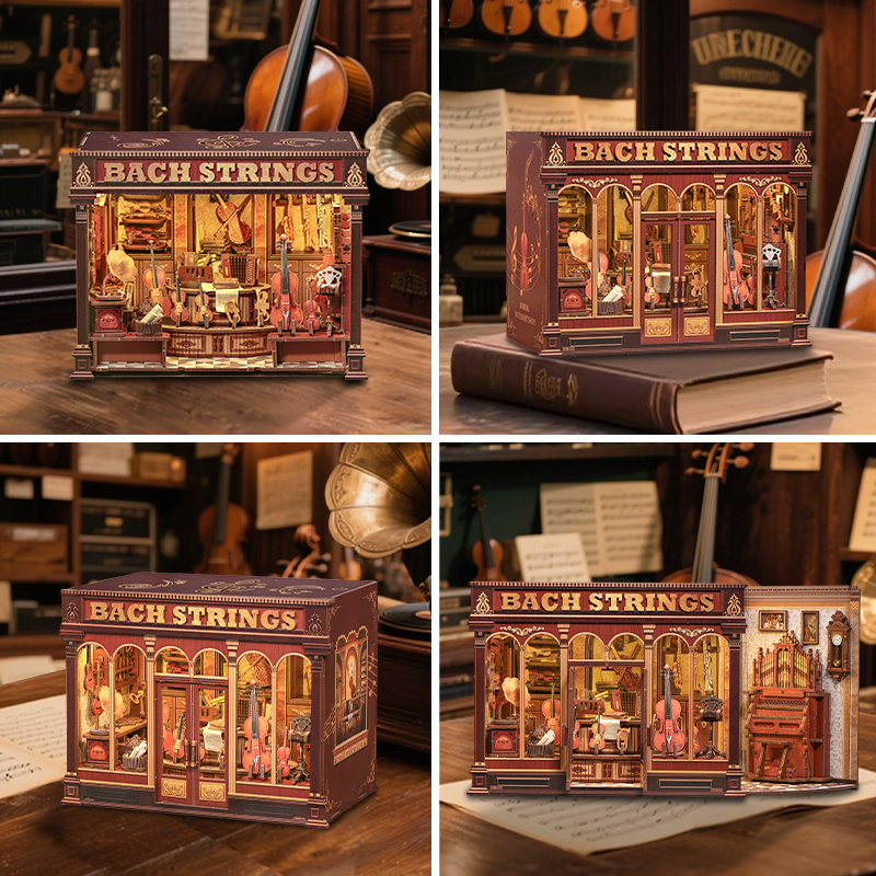 Bach Strings Dollhouse Kit - Miniature Wizardi Roombox Kit with LED Light F07M51-98-GB404