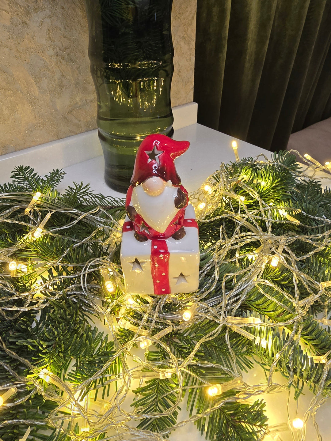 Gift with Gnome Christmas Ceramic Ornament by Wizardi F07N7-8