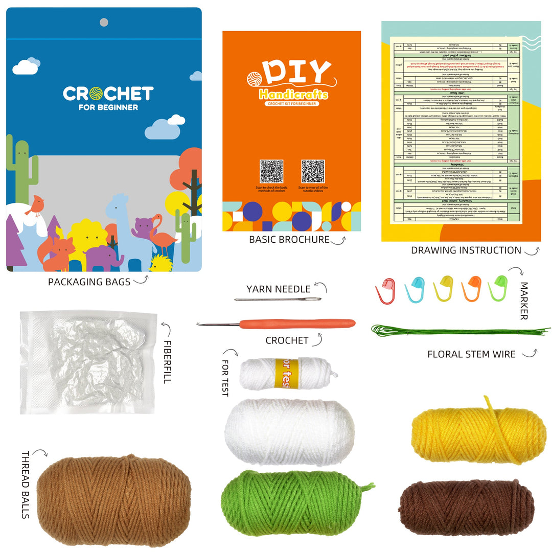 Yellow Flowers. Potted Flower Amigurumi DIY Crochet Kit Wizardi F07N8-M19