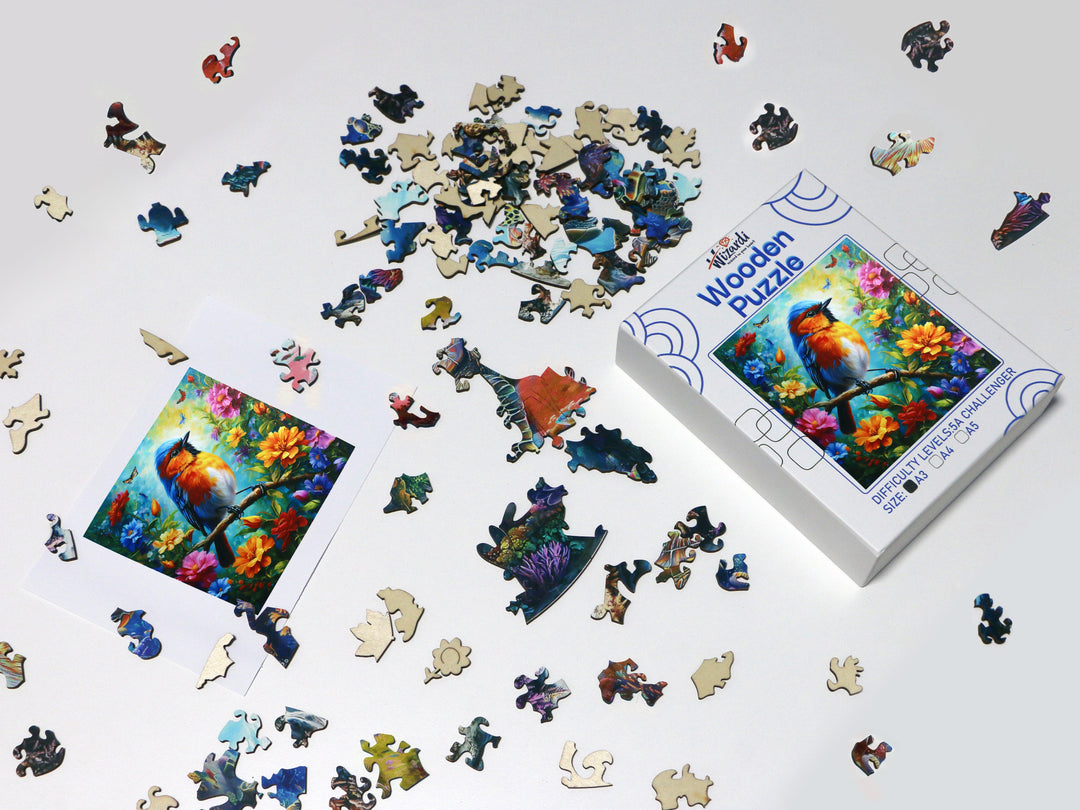 Bird in the Garden - Jigsaw Wooden Puzzle by Wizardi F07N9-11