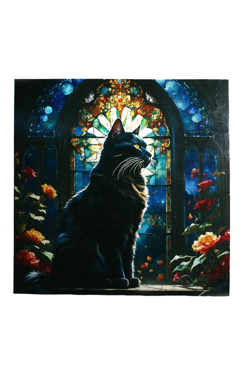 Black Cat - Jigsaw Wooden Puzzle by Wizardi F07N9-14