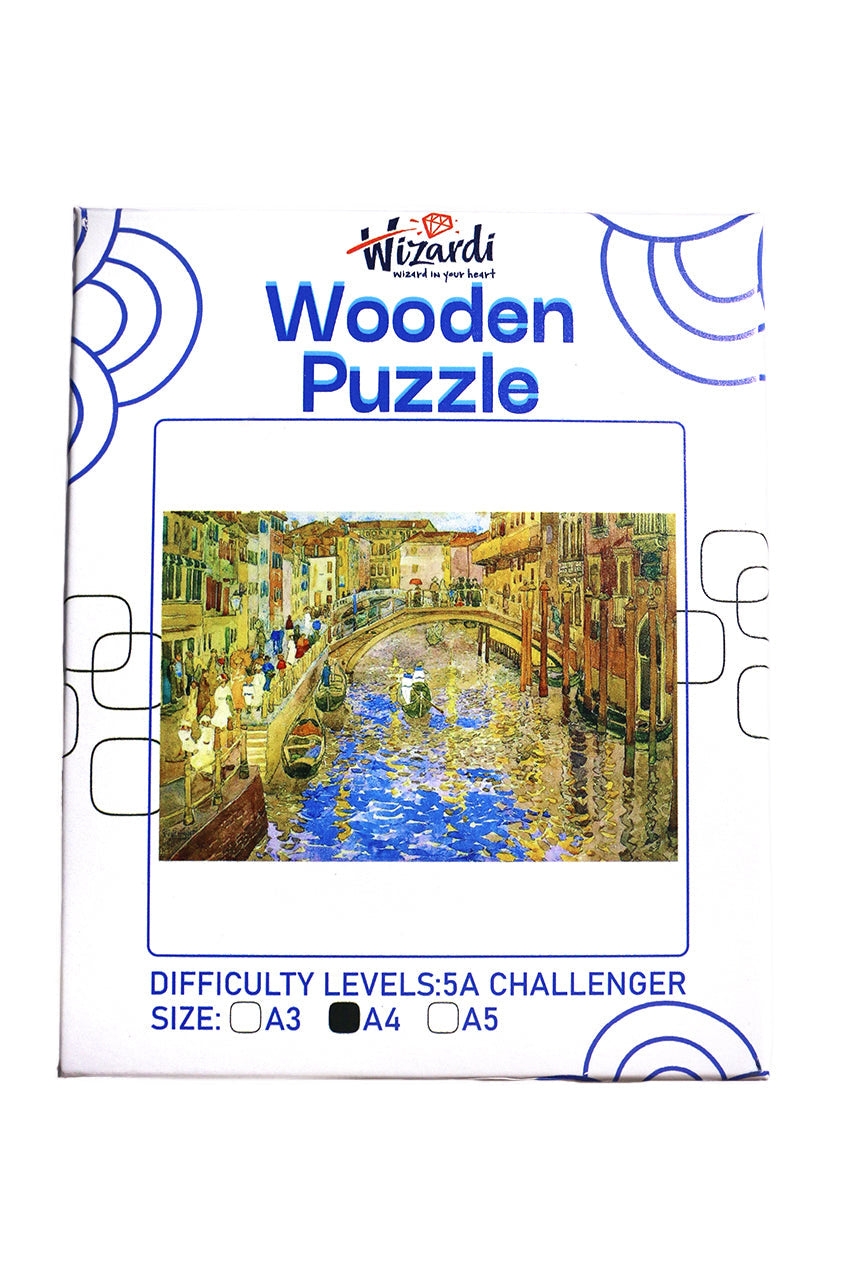 Venetian Canal Scene after Maurice Prendergast - Jigsaw Wooden Puzzle by Wizardi F07N9-21