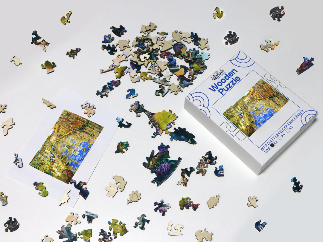 Venetian Canal Scene after Maurice Prendergast - Jigsaw Wooden Puzzle by Wizardi F07N9-21