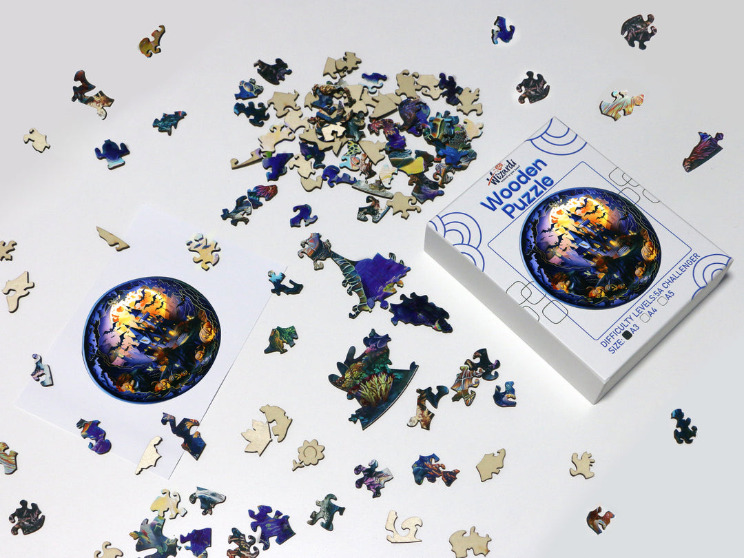 Haunted House - Halloween Jigsaw Wooden Puzzle by Wizardi F07N9-26