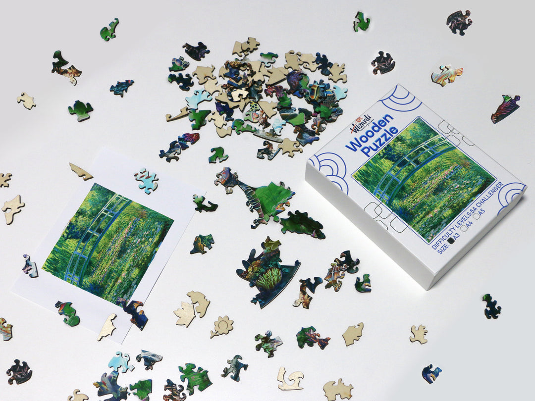 The Water Lily Pond after Claude Monet - Jigsaw Wooden Puzzle by Wizardi F07N9-28