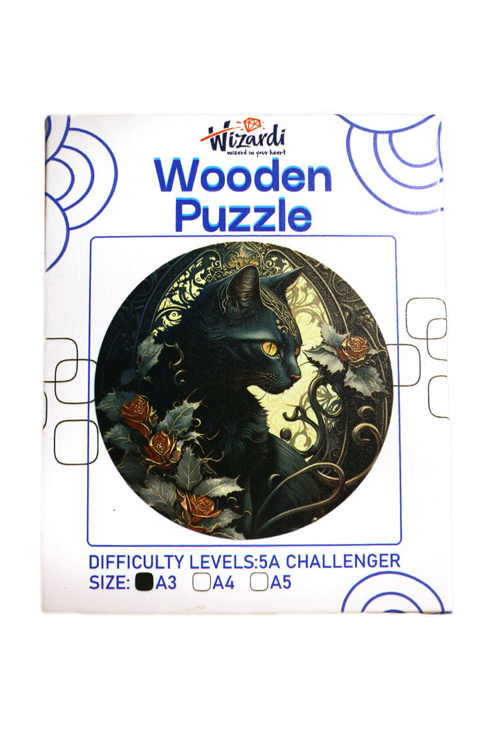 Black Cat - Jigsaw Wooden Puzzle by Wizardi F07N9-30