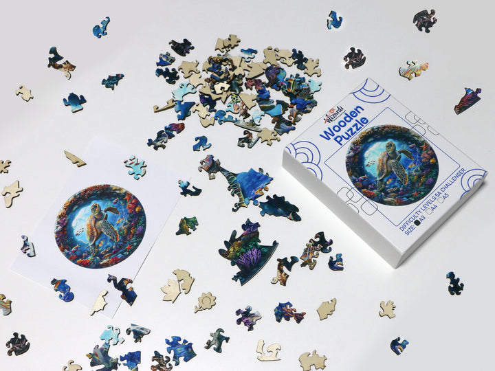 Sea Turtle - Jigsaw Wooden Puzzle by Wizardi F07N9-32
