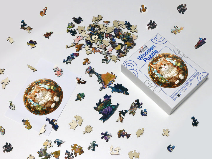 Royal Cat- Jigsaw Wooden Puzzle by Wizardi F07N9-33