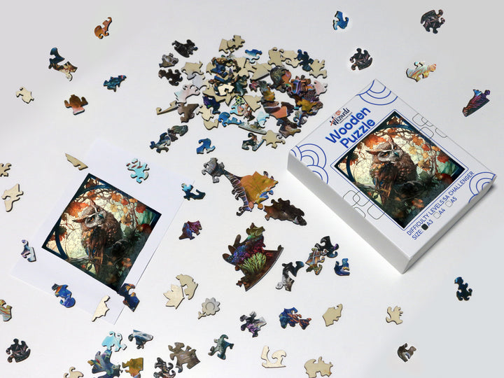 Owl - Jigsaw Wooden Puzzle by Wizardi F07N9-6
