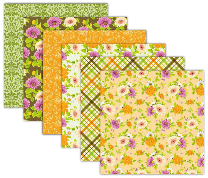 Spring Scrapbook Paper Pack. 12 Sheets of 15.2x15.2cm Heavyweight Paper Pad F07M2-3 AC230901-06