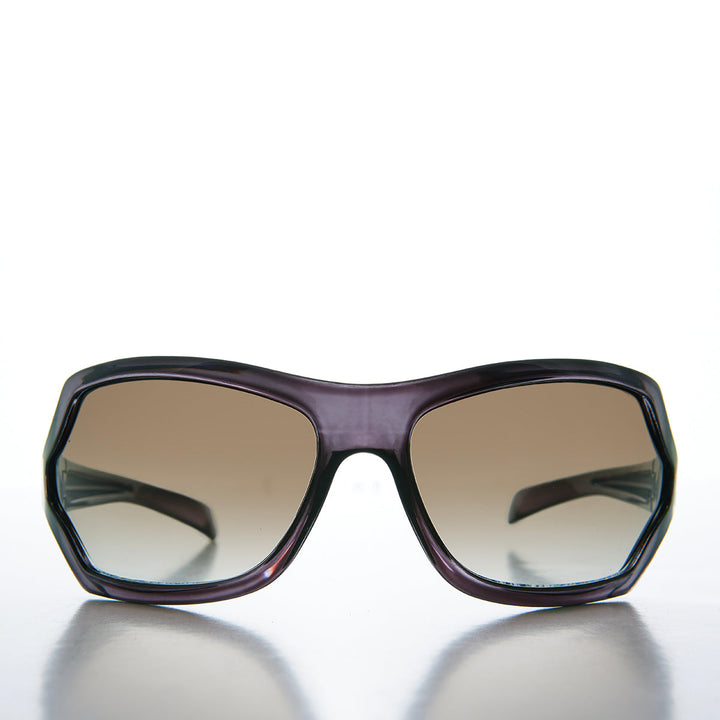 90s Mod Curved Wrap Sleek Sunglasses - Falco